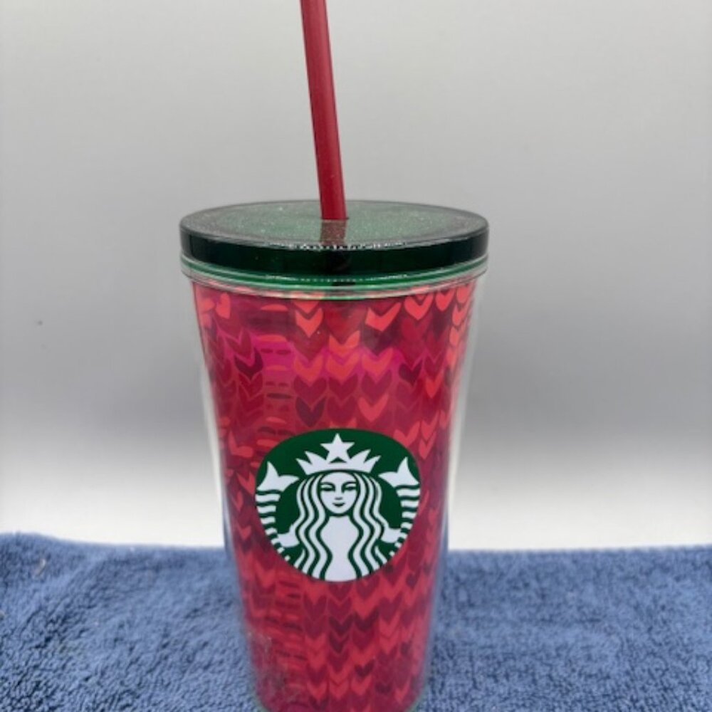 Starbucks 16oz 2022 Pink/Red Valentines With Straw Tumbler